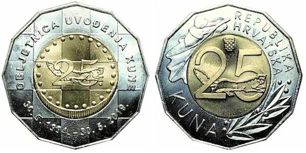 25 kuna (25º aniversário da introdução da Kuna)