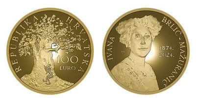 100 euros (150.º aniversário do nascimento de Ivana Brlić-Mažuranić)