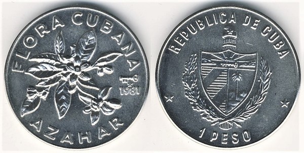 1 peso (Flora cubana - Flor de laranjeira)