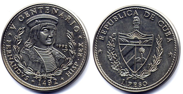 1 peso (V Cent. Descobrimento da América - Fernando)