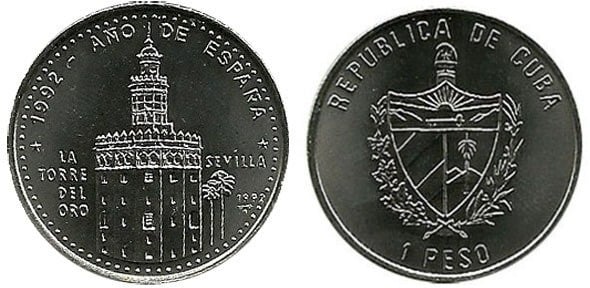 1 peso (Ano de Espanha - Torre del Oro - Sevilha)