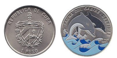 1 peso (Fauna das Caraíbas. Golfinhos)