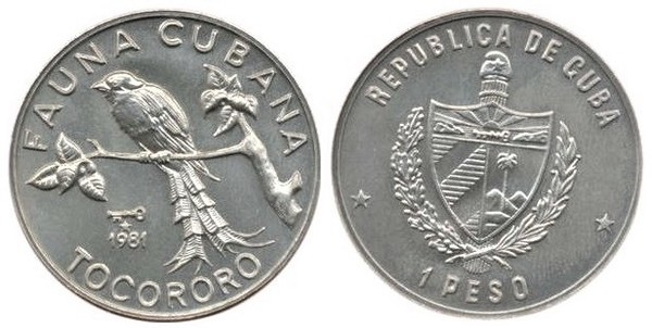 1 peso (Fauna cubana -Tocororo)