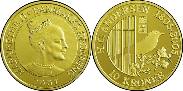 10 kroner (200º aniversário do nascimento de Hans Christian Andersen 1805-2005)