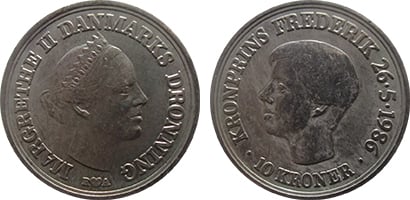 10 coroas (18.º aniversário do Príncipe Herdeiro Frederik)