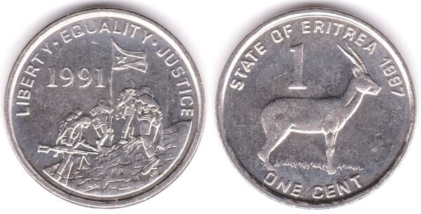 1 cent (Gazela-de-testa-vermelha)