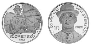 10 euros (150º aniversário do nascimento de Janko Jesenský)