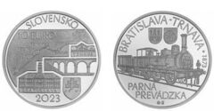 10 euros (150º aniversário da inauguração do caminho de ferro a vapor Bratislava-Trnava)