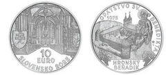 10 euros (950º aniversário da fundação da abadia beneditina de Hronský Beňadik)
