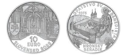10 euros (950º aniversário da fundação da abadia beneditina de Hronský Beňadik)