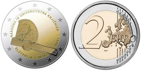 2 euros (250.º aniversário da Biblioteca Nacional e Universitária da Eslovénia)