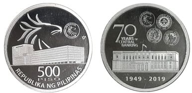 500 piso (70 anos de banco central nas Filipinas)