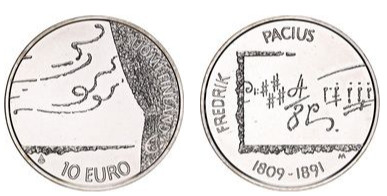 10 euros (200º aniversário do nascimento de Frederik Pacius)