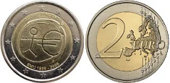 2 euros (10º aniversário da União Económica e Monetária / UEM / UEM)