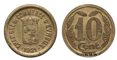 10 cêntimos (Departamento de Eure-Comuna de Évreux)
