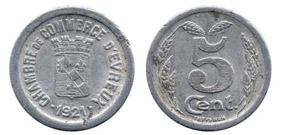 5 cêntimos (Departamento de Eure-Comuna de Évreux)