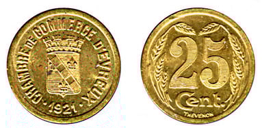 25 cêntimos (Departamento de Eure-Comuna de Évreux)
