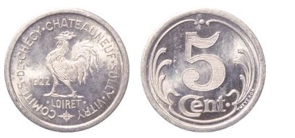 5 cêntimos (Departamento do Loiret-Comunidades de Chécy, Chateauneuf e Sully)