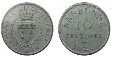 10 cêntimos (Departamento de Aude-Comuna de Narbonne)