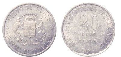20 cêntimos (Departamento de Loir e Cher-Comuna de Blois)