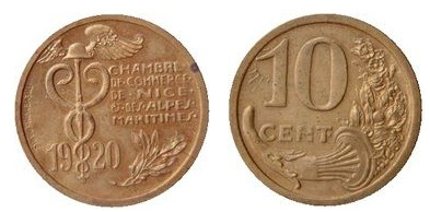 10 cêntimos (Departamento dos Alpes Marítimos - Município de Nice)
