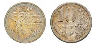 10 cêntimos (Departamento dos Alpes Marítimos - Município de Nice)
