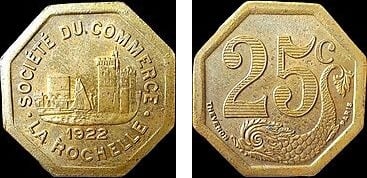 25 cêntimos (Departamento de Charente-Maritime-Comuna de La Rochelle )