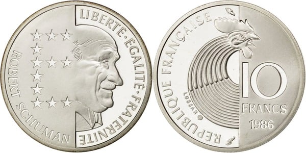 10 francs (100º aniversário de Robert Schuman)