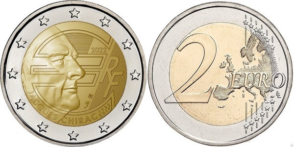 2 euro (90º aniversário do nascimento de Jacques Chirac)