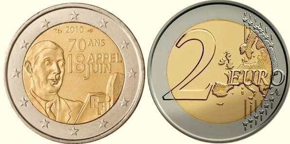 2 euro (70º aniversário do apelo de 18 de junho)