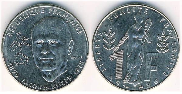 1 franc (100º aniversário do nascimento de Jacques Rueff)