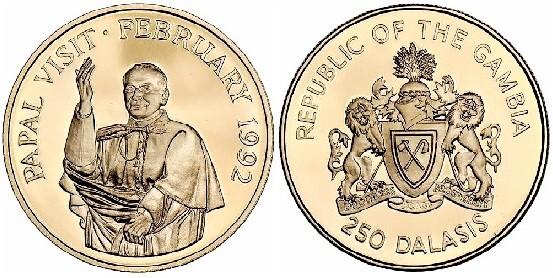 250 dalasis (Visita papal - fevereiro de 1992)