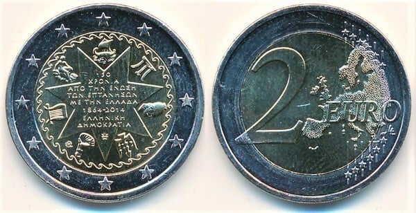 2 euro (150º aniversário da união das ilhas Jónicas à Grécia)