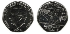 50 pence ( Dia D - Igreja de Sainte-Mère)