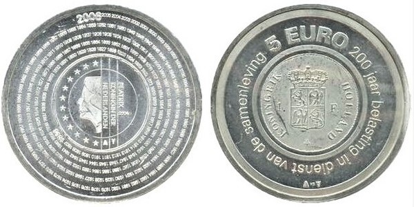 5 euro (200º aniversário do serviço fiscal)