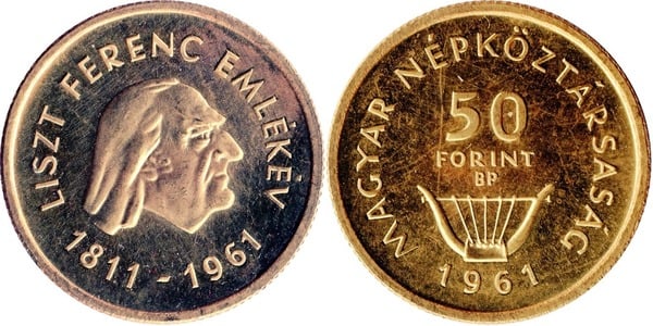 50 forint (150º aniversário do nascimento de Franz Liszt)