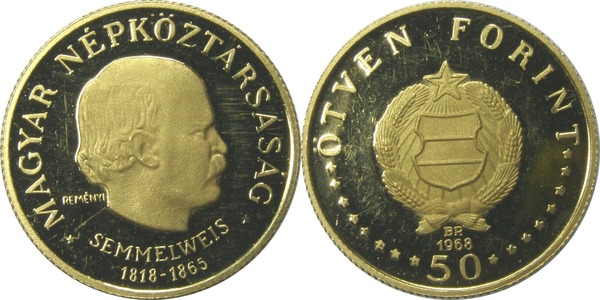 50 forint (150º aniversário do nascimento de Ignác Semmelweis)