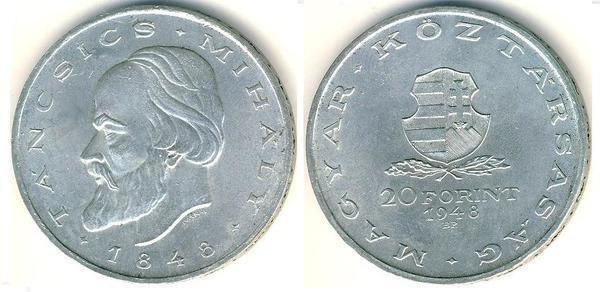 20 forint (Centenário da Revolução de 1848 - Mihaly Tancsics)