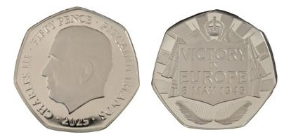 50 pence (80.º aniversário do fim da Segunda Guerra Mundial na Europa)