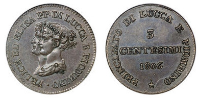 3 centesimi  (Principado de Lucca e Piombino)