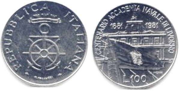 100 lire (Centenário da Academia Naval de Livorno)