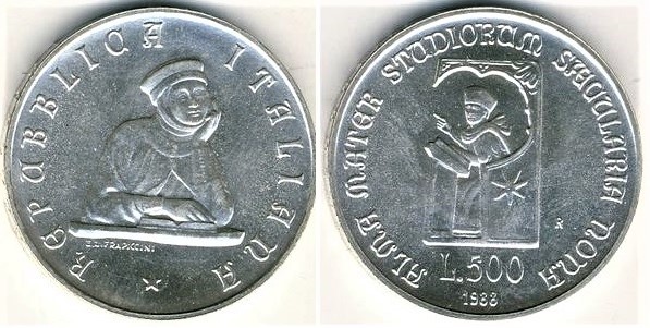 500 lire (900º aniversário da Universidade de Bolonha)