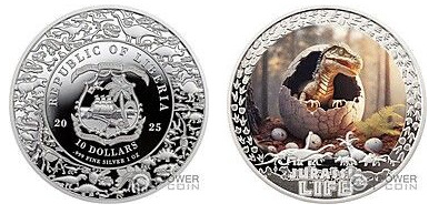 10 dólares (dinossauro em incubação)
