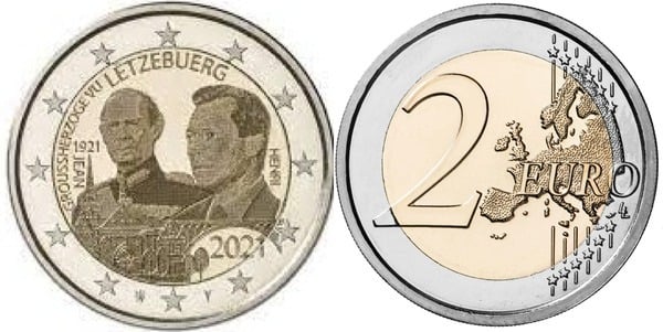 2 euro (100 Aniversario del Nacimiento de Jean, Gran Duque de Luxemburgo)