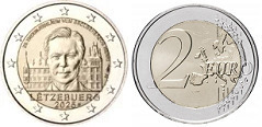 2 euros (25º aniversário da subida ao trono do Grão-Duque Henrique)