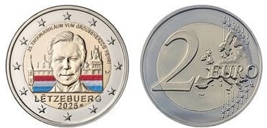 2 euros (25º aniversário da subida ao trono do Grão-Duque Henrique-Cor)