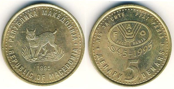 5 denari (50º aniversário da FAO)