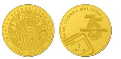 1 ringgit (75.º aniversário do Jabatan Pendaftaran Negara)