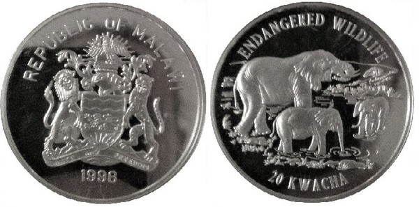 20 kwacha (Vida selvagem em perigo - elefante)