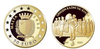 50 euros (75º aniversário da Associação Nacional dos Clubes de Bandas de Malta)